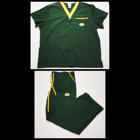 NFL Other - Green Bay Packers NFL Team Apparel Scrubs Pair Top & Bottom Men's Large EUC